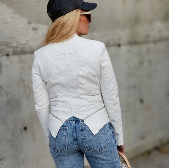 Pearl Detailed Faux Leather Jacket - Picture 3 of 5